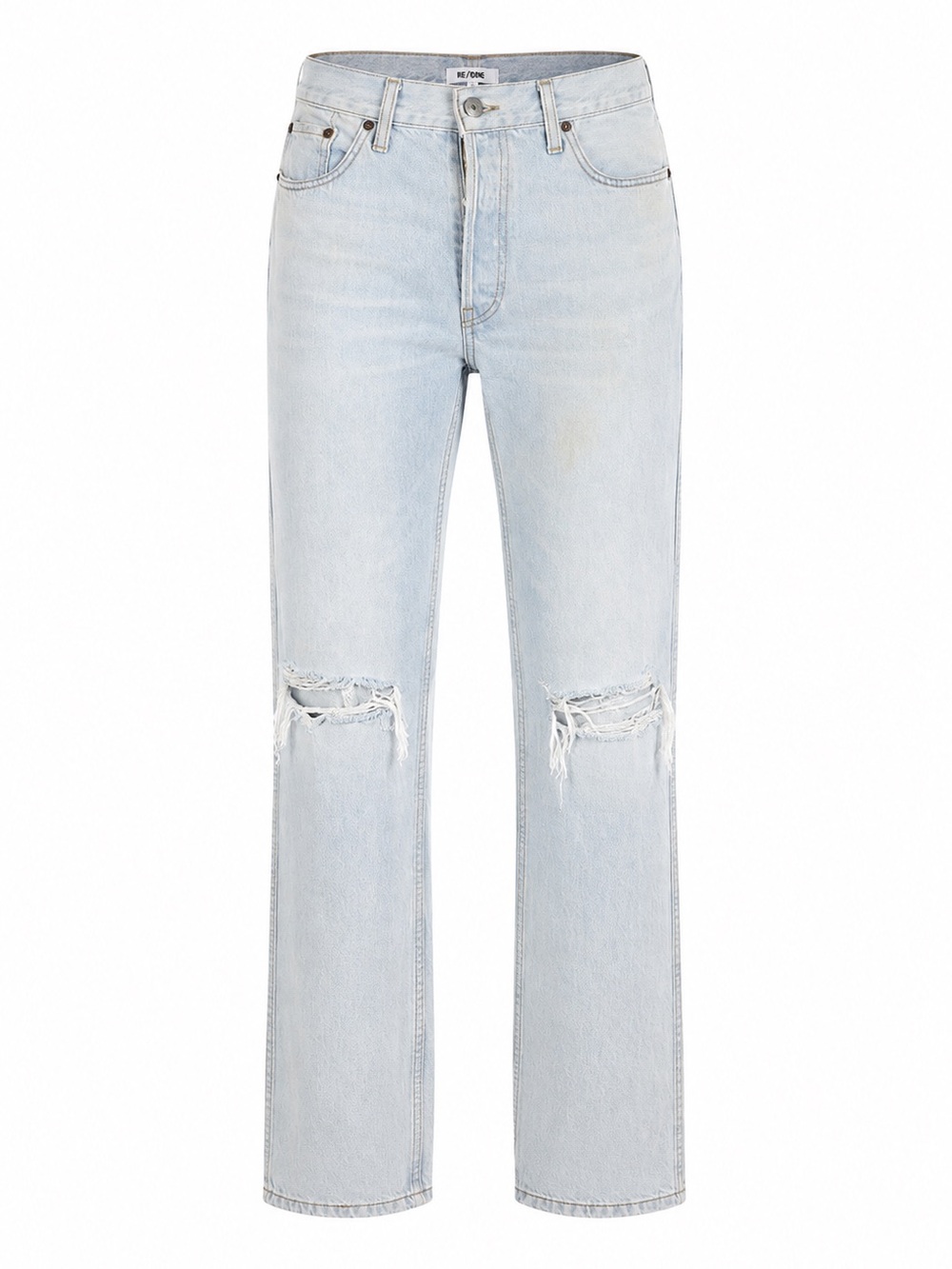 RE/DONE 90s High Rise Straight Jeans Light Wash 28 Distressed Premium Denim